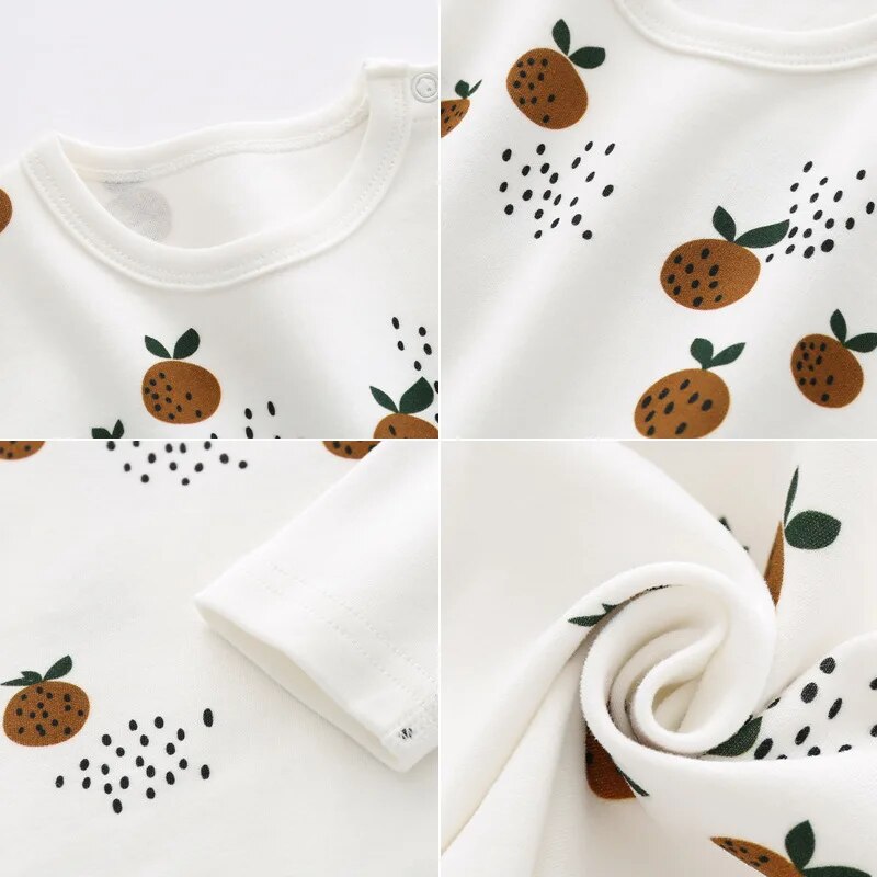 0-36M Baby Clothing Set Organic Cotton Baby Boy Girl Clothes Fruit Print Baby Pajamas Long Sleeve Home Clothing Casual Clothes