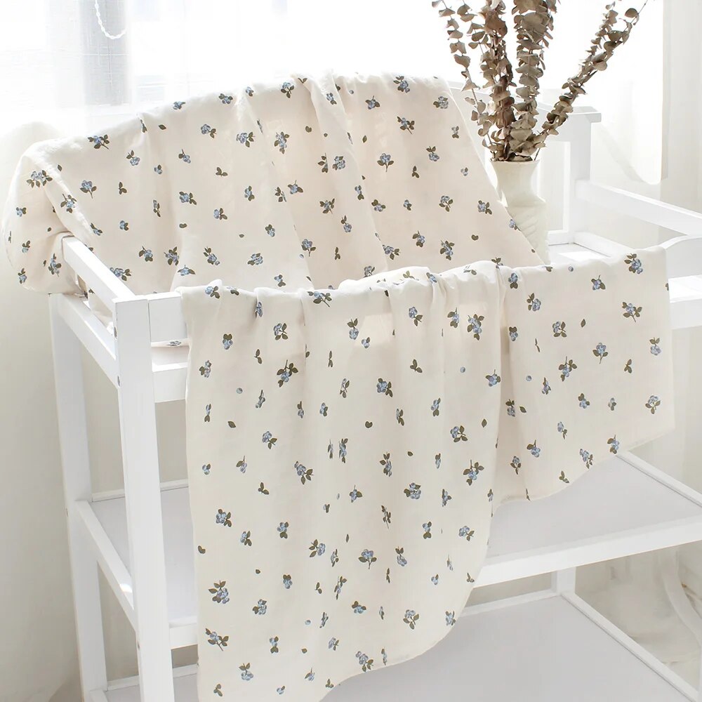 Baby Swaddle Wrap 100% Organic Cotton Muslin Blankets for Newborn Infant Receiving Blanket Swaddle Flower Print Gauze Bath Towel