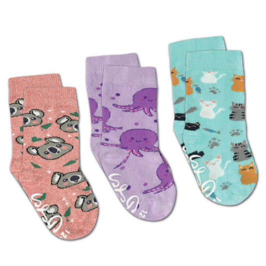 Cats, Koala And Octopus - Kids Socks (3-Pack)