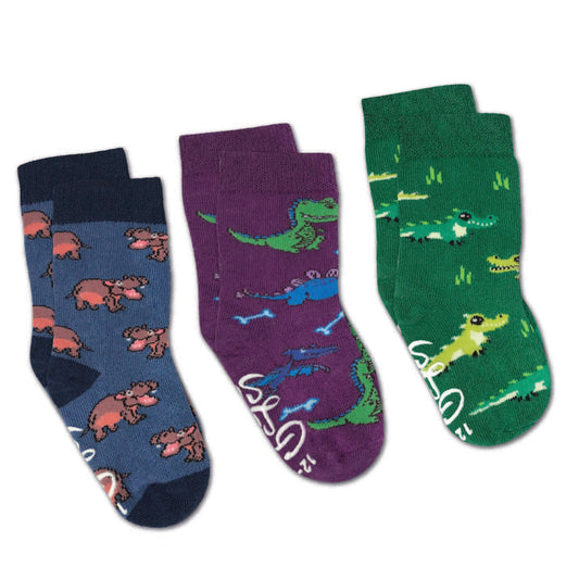 Hippopotamus, Crocodiles and Dinosaurs - Kids Socks (3-Pack)