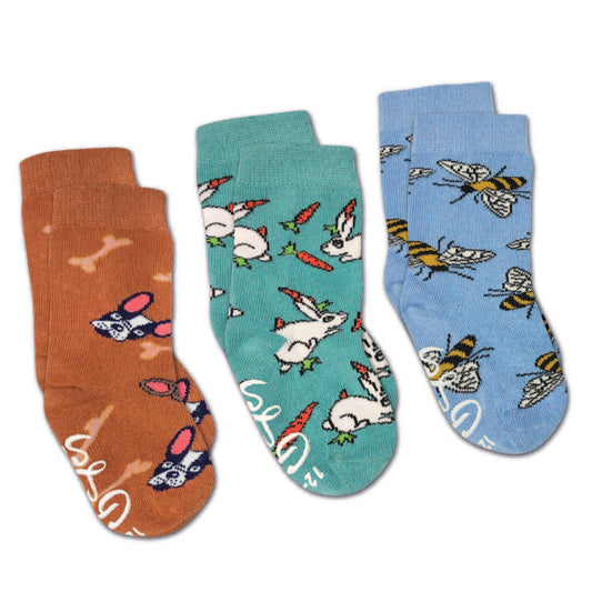 Bees, Bunnies And Dogs - Kids Socks (3-Pack)
