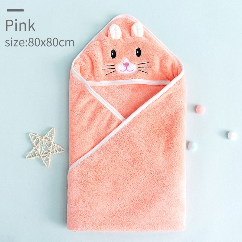 Newborn Organic Cotton Hooded Baby Towel Soft Warm Bathrobes Infant Sleeping Bag Swaddle Wrap Blankets With Hood Toddler 80*80CM