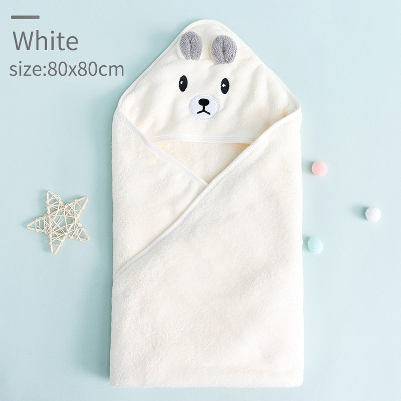 Newborn Organic Cotton Hooded Baby Towel Soft Warm Bathrobes Infant Sleeping Bag Swaddle Wrap Blankets With Hood Toddler 80*80CM