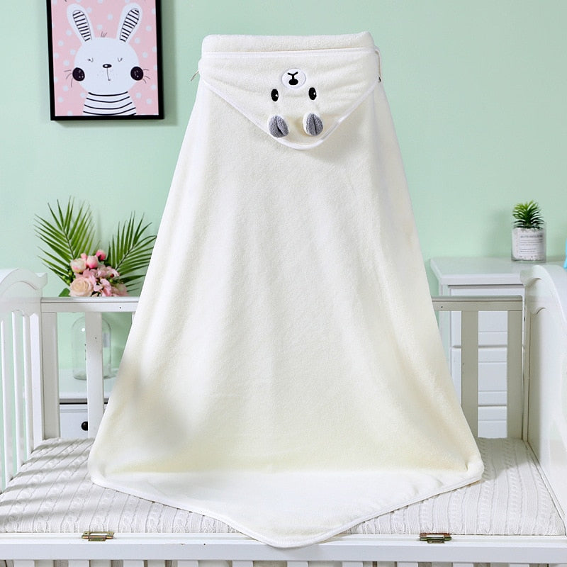 Organic Cotton Hooded Baby Towel Newborn Kids Bathrobe Super Soft Bath Towel Cartoon Ears Sleeping Swaddle Wrap For Boys Girls