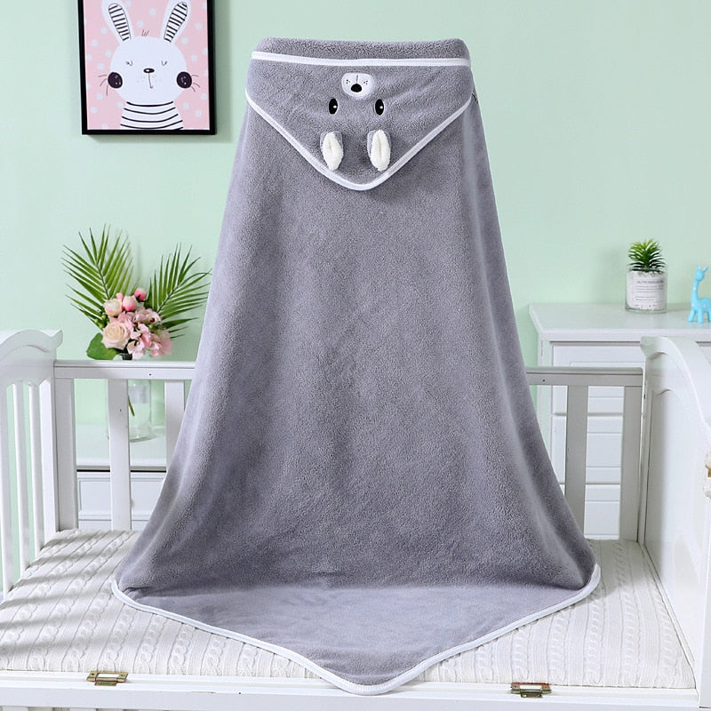 Organic Cotton Hooded Baby Towel Newborn Kids Bathrobe Super Soft Bath Towel Cartoon Ears Sleeping Swaddle Wrap For Boys Girls