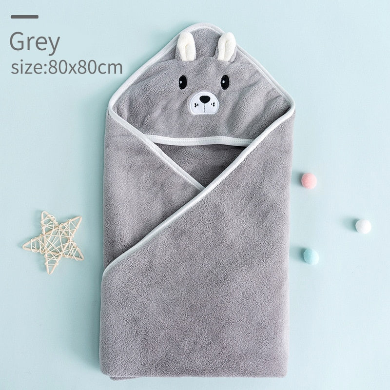 Newborn Organic Cotton Hooded Baby Towel Soft Warm Bathrobes Infant Sleeping Bag Swaddle Wrap Blankets With Hood Toddler 80*80CM