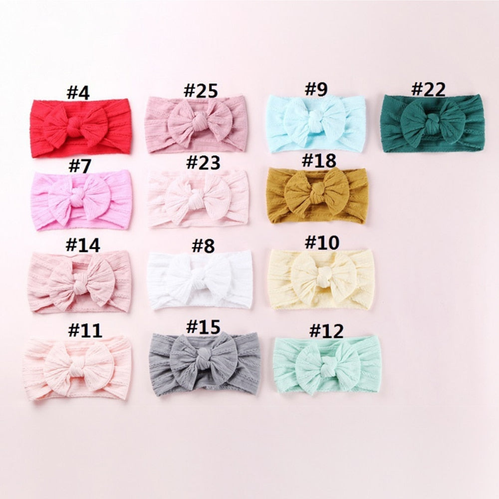 32 Colors Cable Bow Baby Headband for Child Bowknot Headwear Cables Turban for Kids Elastic Headwrap Baby Hair Accessories