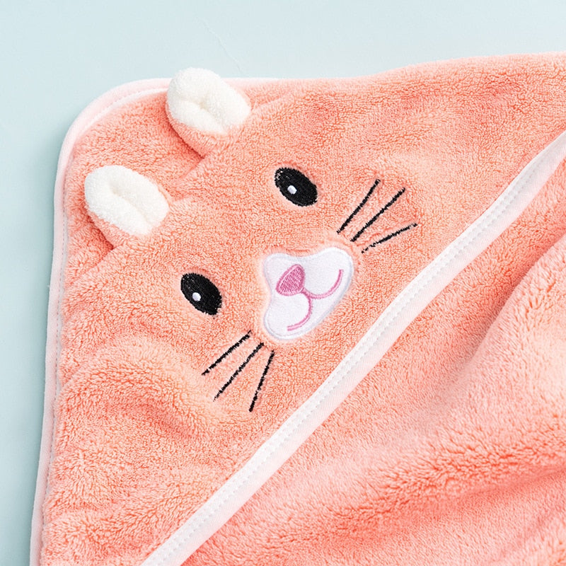 Organic Cotton Hooded Baby Towel Newborn Kids Bathrobe Super Soft Bath Towel Cartoon Ears Sleeping Swaddle Wrap For Boys Girls