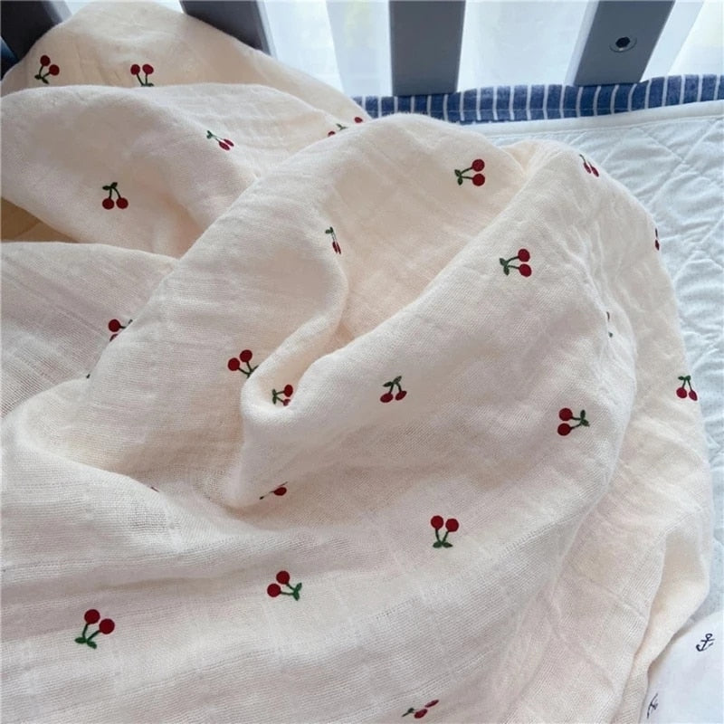 Baby Swaddle Wrap 100% Organic Cotton Muslin Blankets for Newborn Infant Receiving Blanket Swaddle Flower Print Gauze Bath Towel