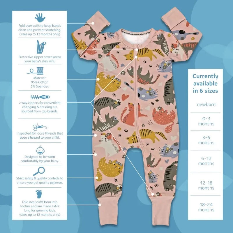 100% Cotton Cacti Sleepwear - Ultra Cozy with Easy Diaper Changes